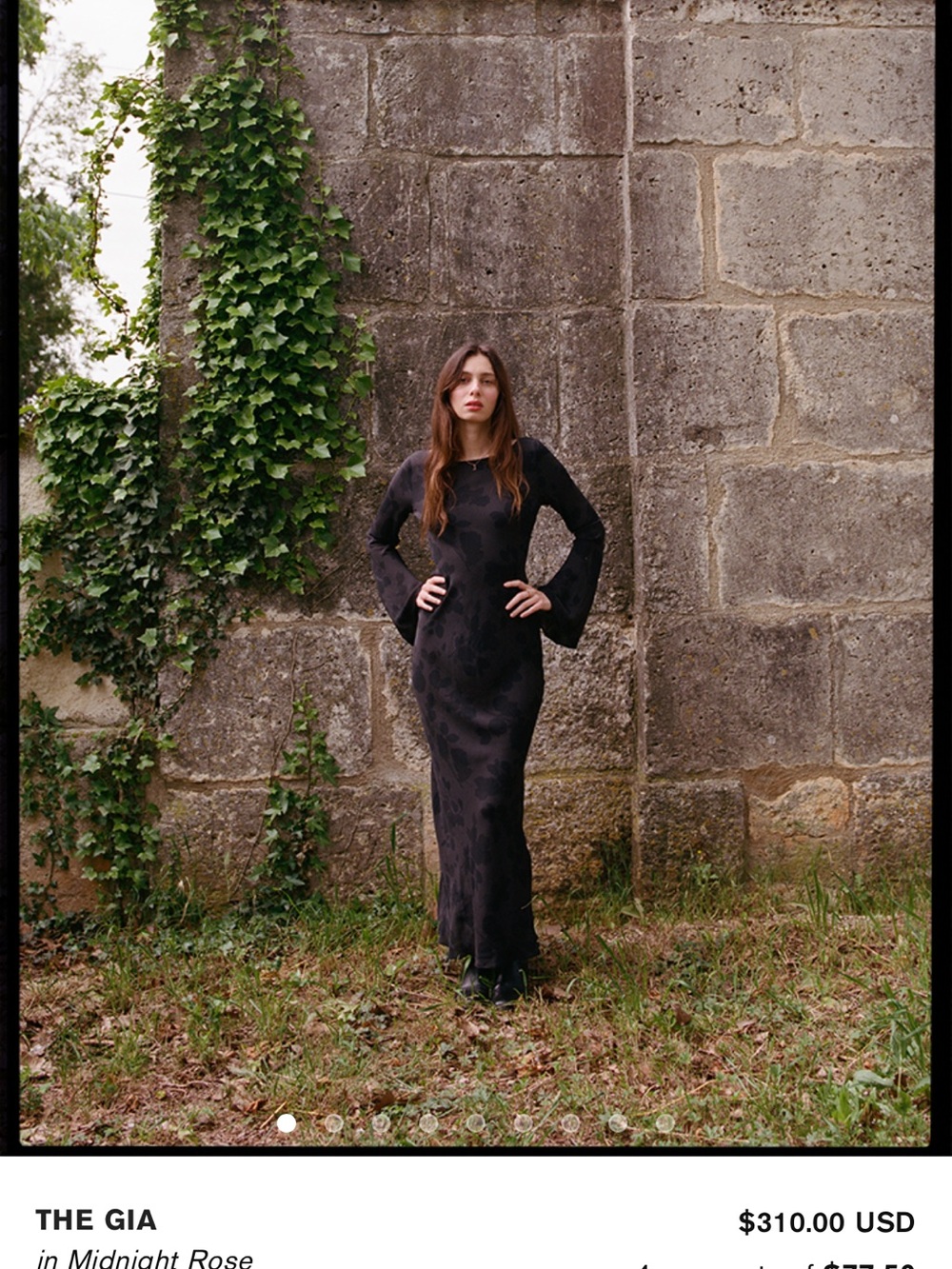 Realisation Par the Gia Long-Sleeve Maxi Dress in Midnight Rose